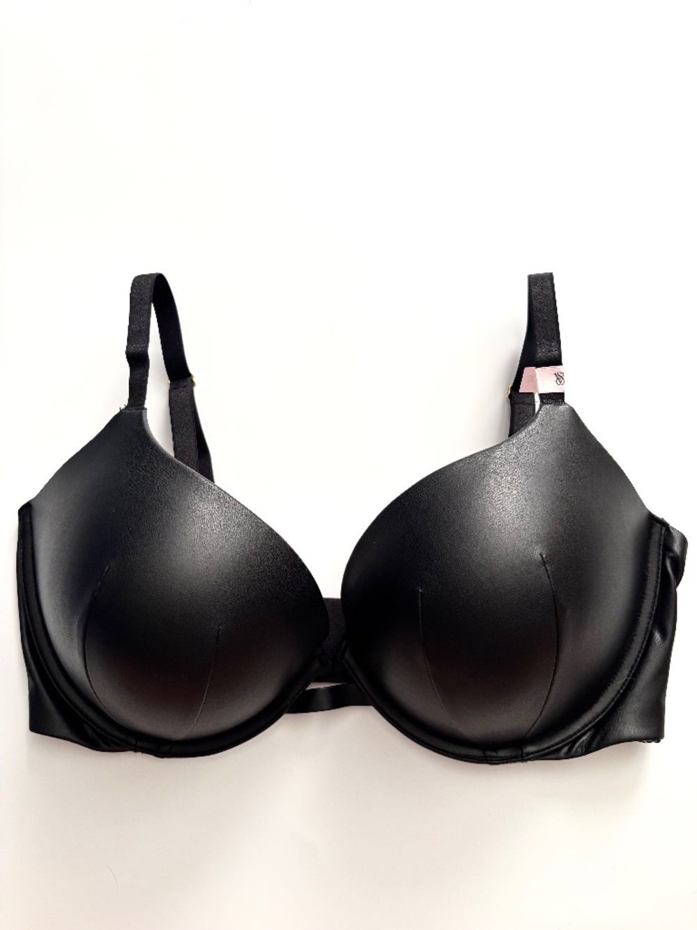 Victoria's Secret Bra Faux Leather Black Push Up Very Sexy Underwire Nwt 36DDD